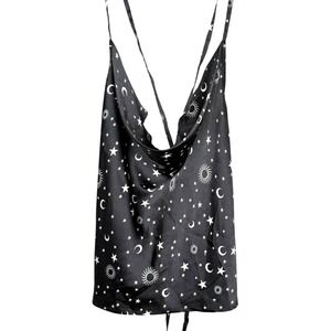 Nasty Gal Women's Celestial Print Cowl Cami Top Black Plus Size US 18 NWT